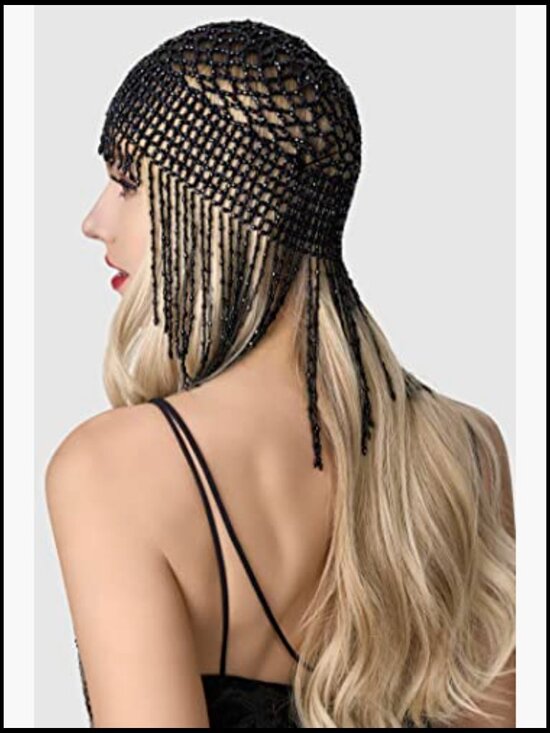 Art Deco Beaded Cap Headpiece Gatsby Flapper Headband Vintage Hair Accessory main image 3